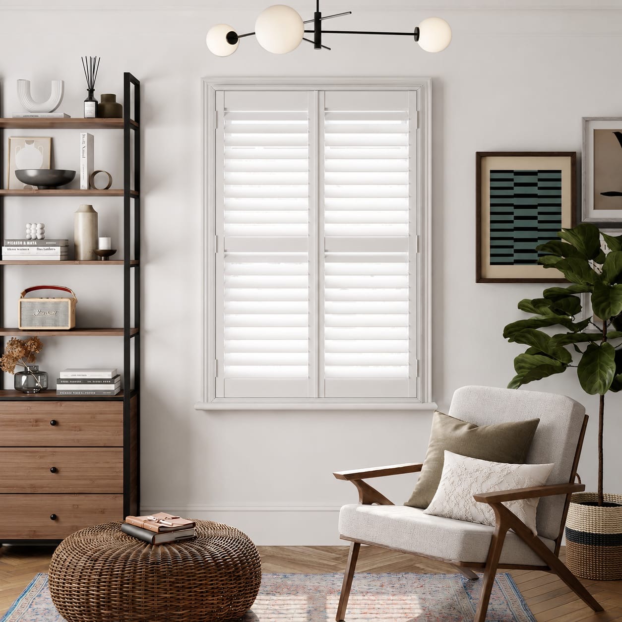 White Plantation Shutters living room
